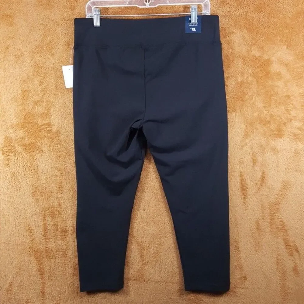 J CREW Leggings Womens XL Black Pull On Capri Stretch Cotton Blend